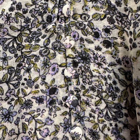 NWT Free People Black and White Floral Blouse Small - Picture 4 of 7
